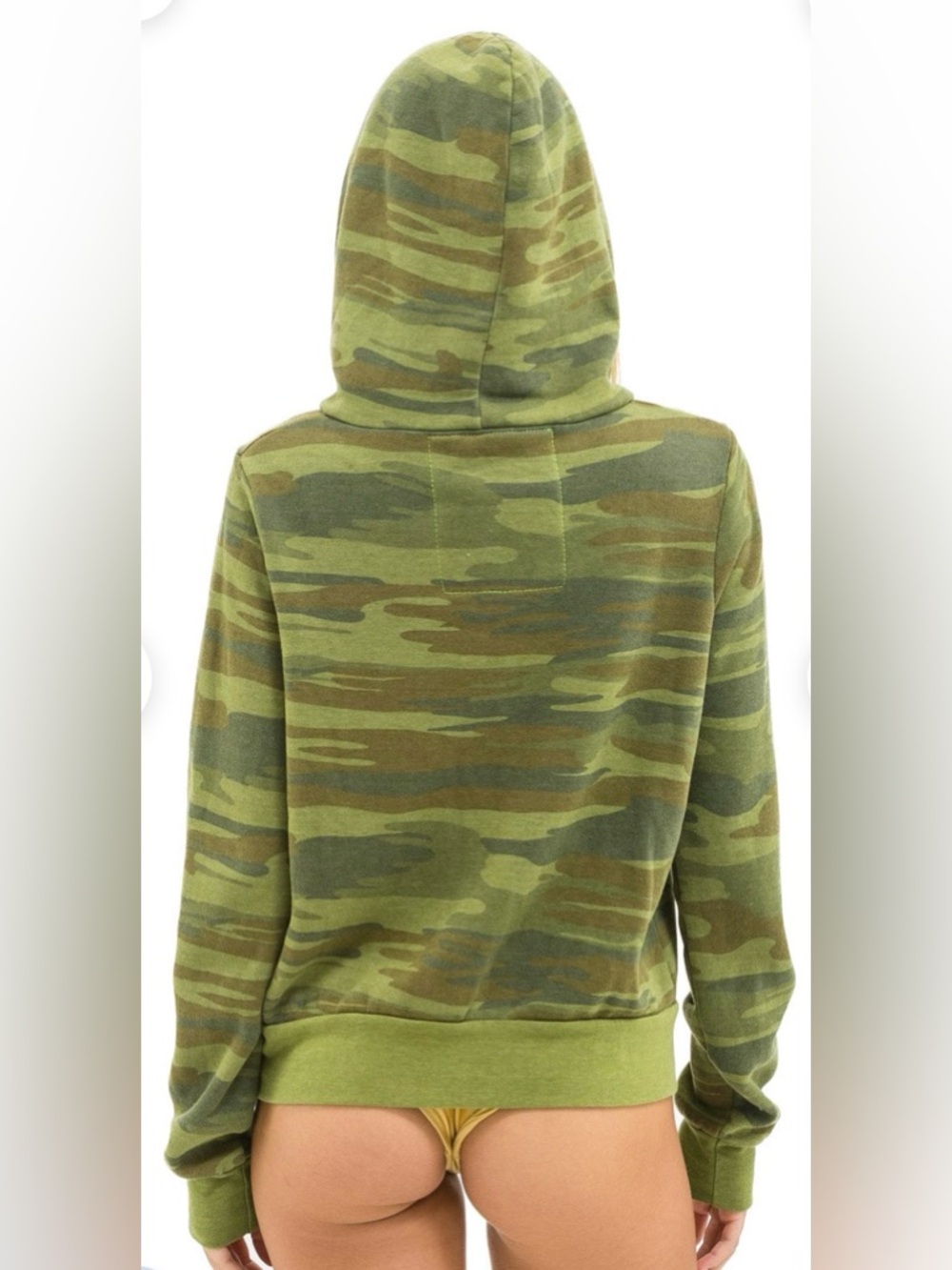 Aviator Nation Green Camo Zip Hoodie with Yellow and Blue Stripes - Picture 3 of 6